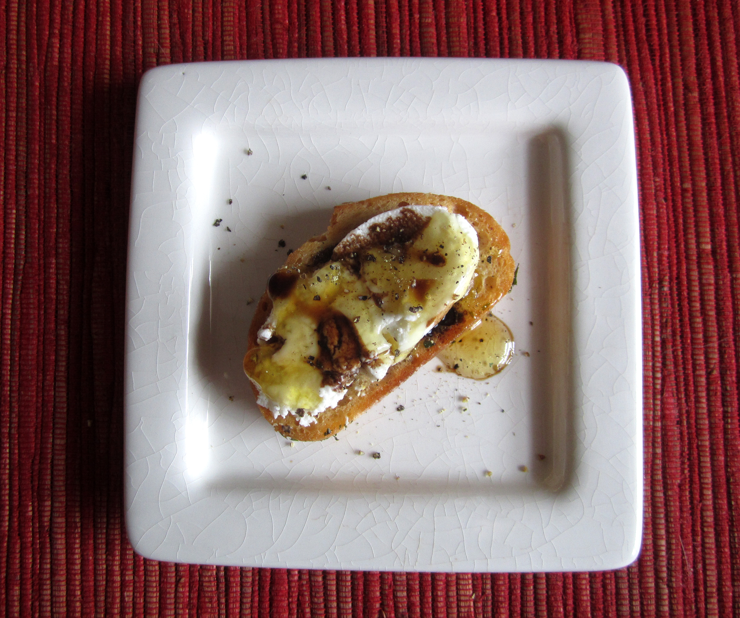 Goat Cheese With Honey-Pepper & Fig Balsamic Drizzle